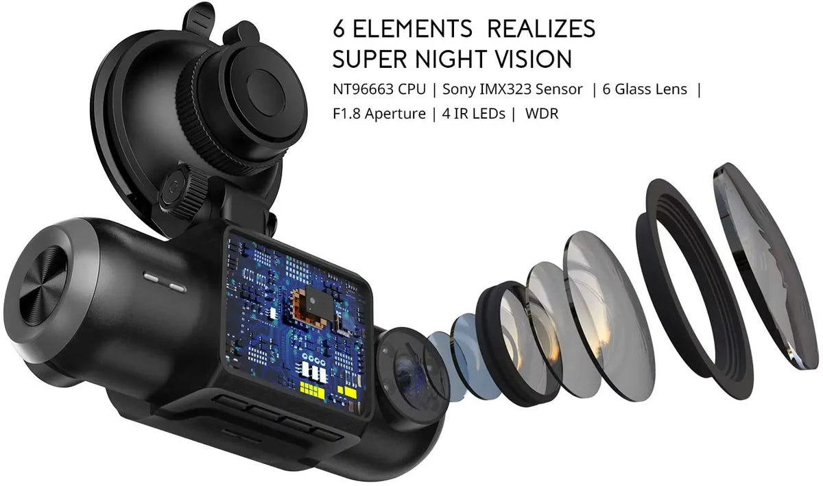Parking Supercapacitor, Dash Camera Built-in Recorder LEDsG-Sensor, (D30) Inside Recording Wi-Fi Vision, with Front FHD IR 1080P and Sensor, Car Loop Infrared Cam, Night Uber Dual 4 Mode, GPS