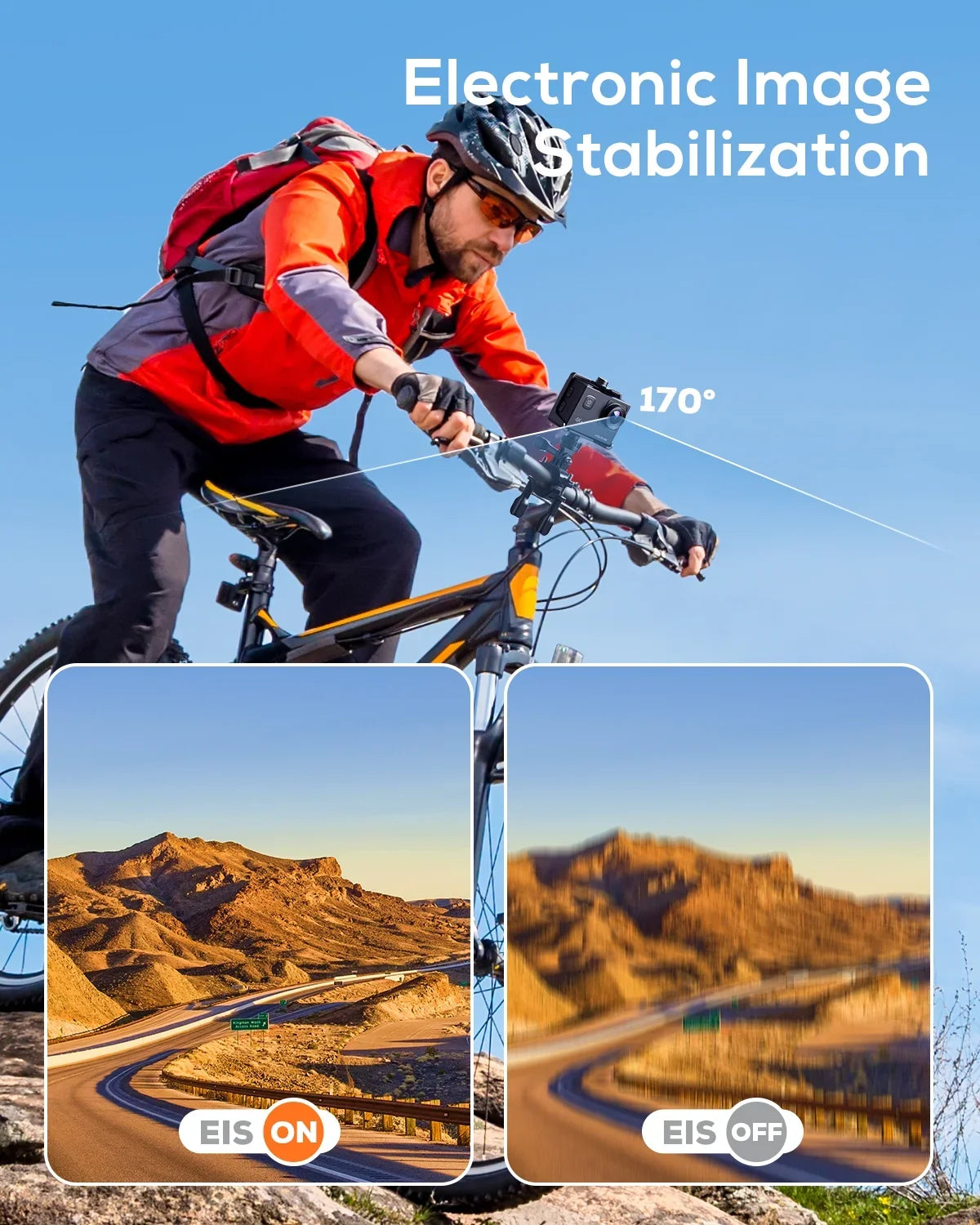 40M Stabilization Cam 20MP Video WiFi 4K Underwater WOLFANG 170� Camera Action EIS Action Waterproof Camera Camera