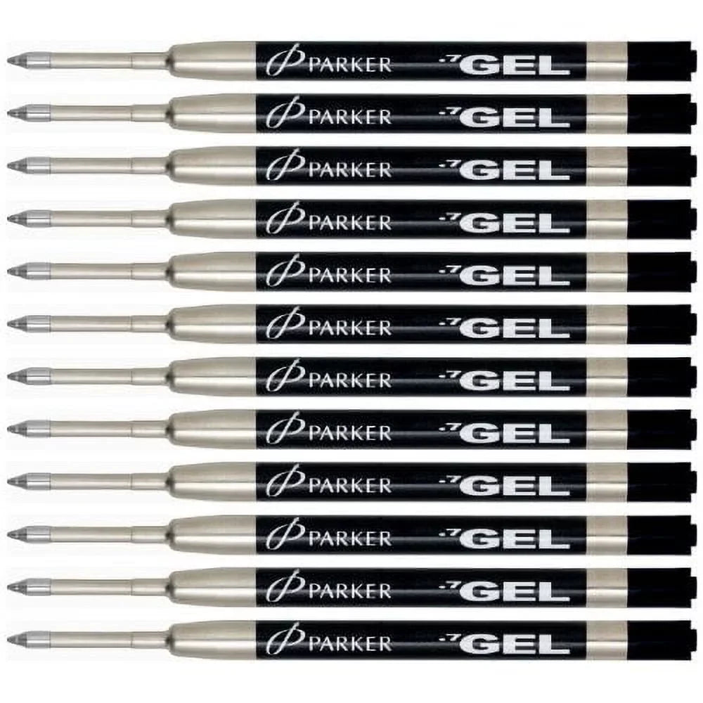 Medium for Rollerball refills Ball 12-Total Black Ink Roller Refill Gel Parker Point Pens