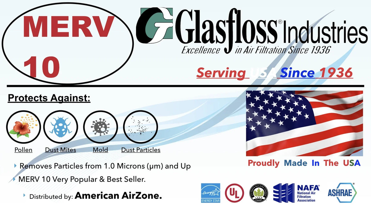 '- - Air 2" Furnace Air of Made - - Filter 6) MERV In Home - 10x30x2 AC Glasfloss Office or or Filter USA. (Pack Filter - 10 HVAC Air The Pleated