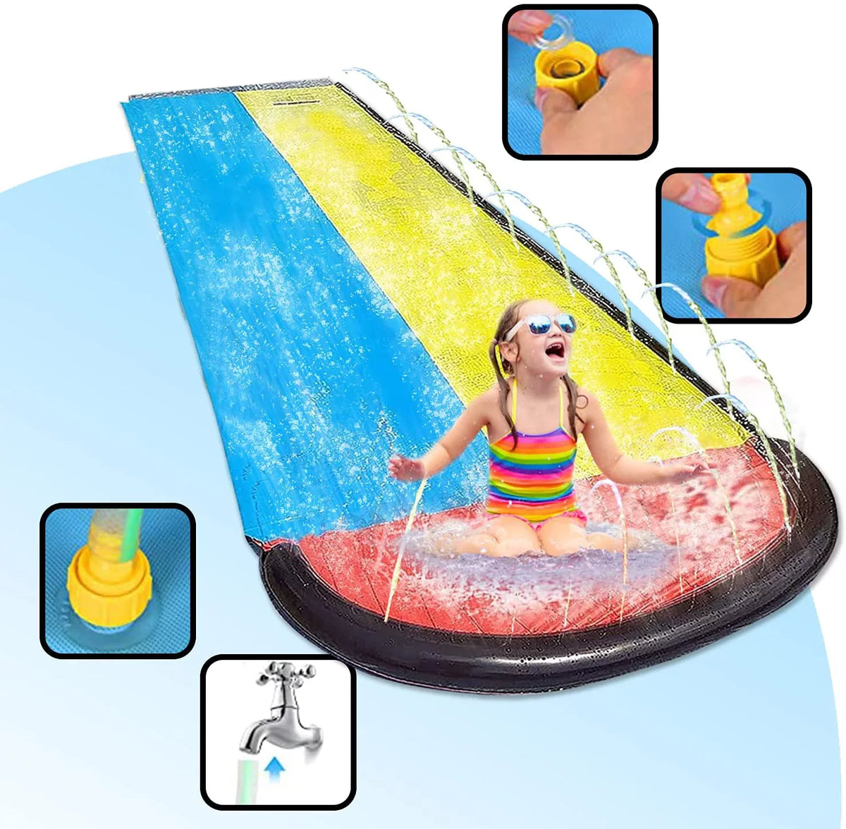 15.5ft Party Toys, liquid Blossomly Racing liquid Slides Toy Lawn