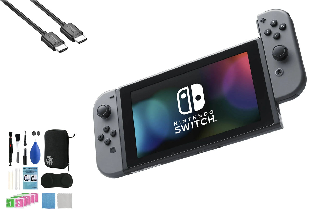 & HDMI Cable Kit Joy-Con Gray Nintendo Gray Switch New Cleaning Like AXTION Bundle with BOLT -