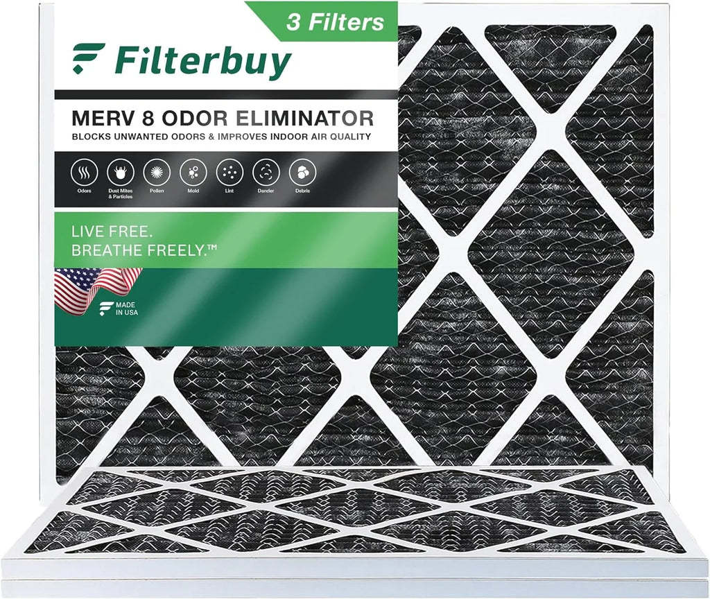 HVAC AC Filters Eliminator Pleated with Air Carbon Activated 24x30x1 (3-Pack) MERV Filterbuy Odor Furnace 8