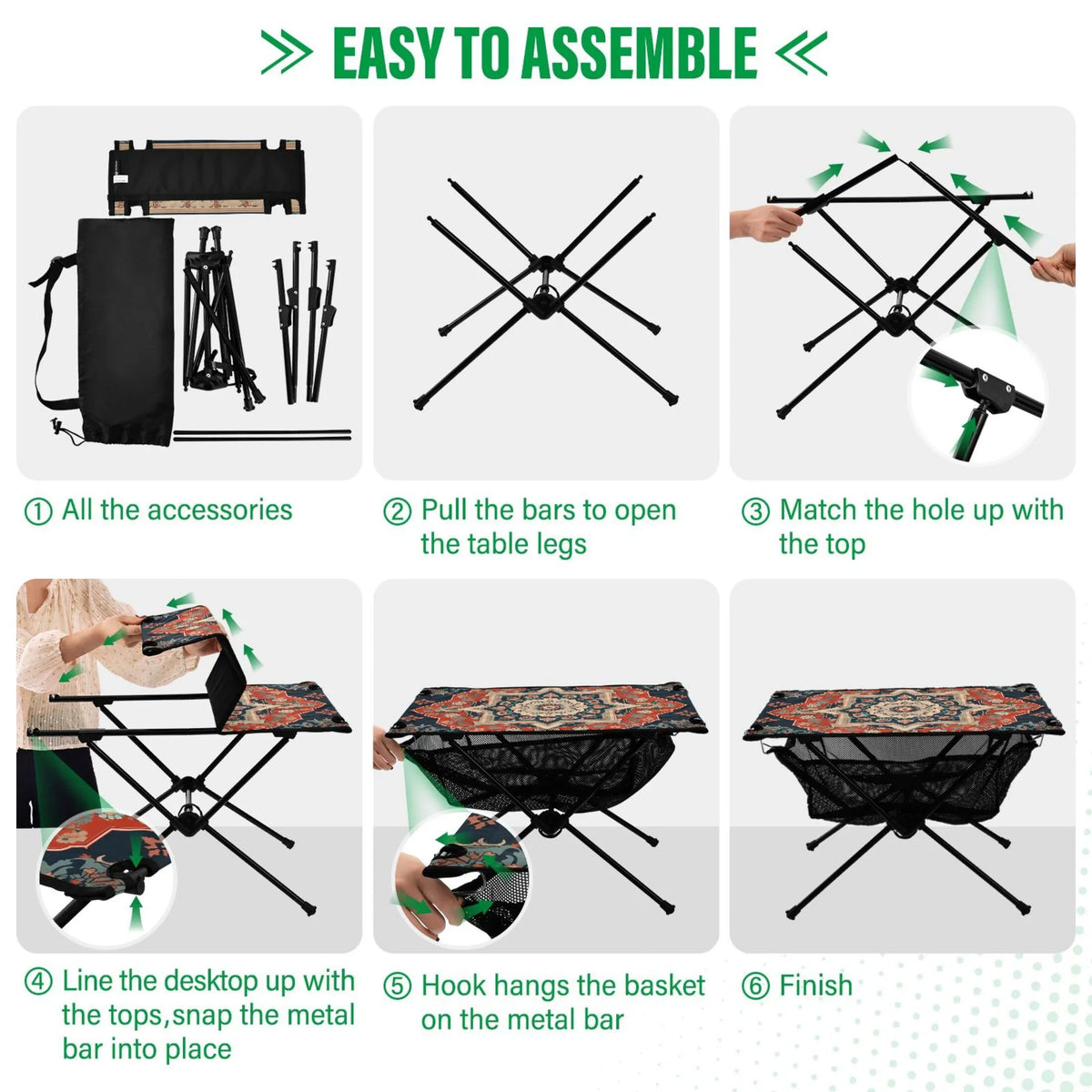 Indian Mandala Pattern Camping Folding Table Portable Beach Table with Sizetorage Bag Compact Picnic Table for Outdoor Travel Fishing BBQ