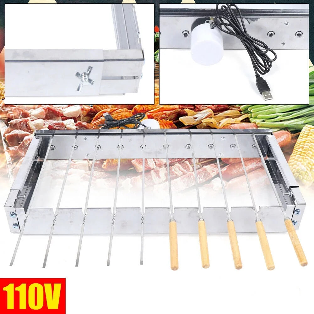 for Grill Electric Stainless Automatic BBQ Cooking Grill Rolling Camping Steel