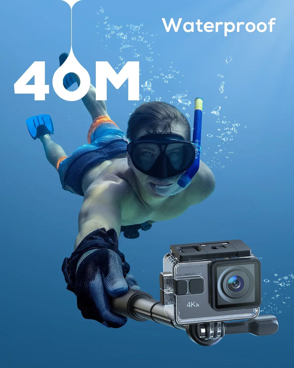 40M Stabilization Cam 20MP Video WiFi 4K Underwater WOLFANG 170� Camera Action EIS Action Waterproof Camera Camera