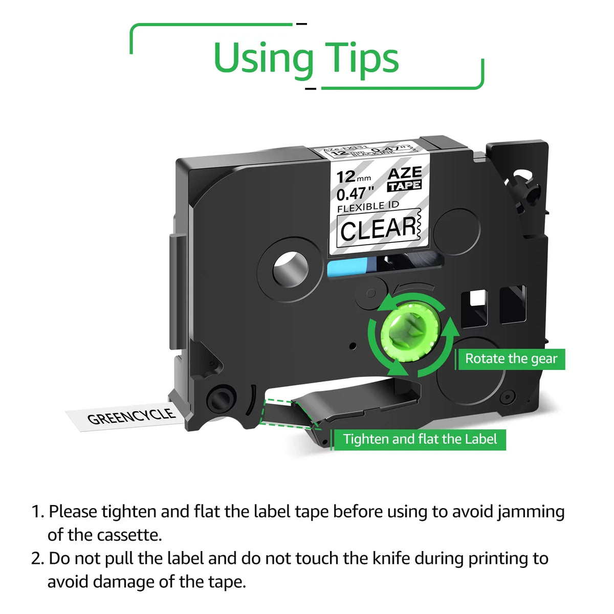 Cable 8m TZ-FX131 Wire Clear TZ on TZe-FX131 12mm TZe-131 for TZe Brother P-touch GREENCYCLE Compatible Flexible Label Tape 50PK TZ-131 x ID Black