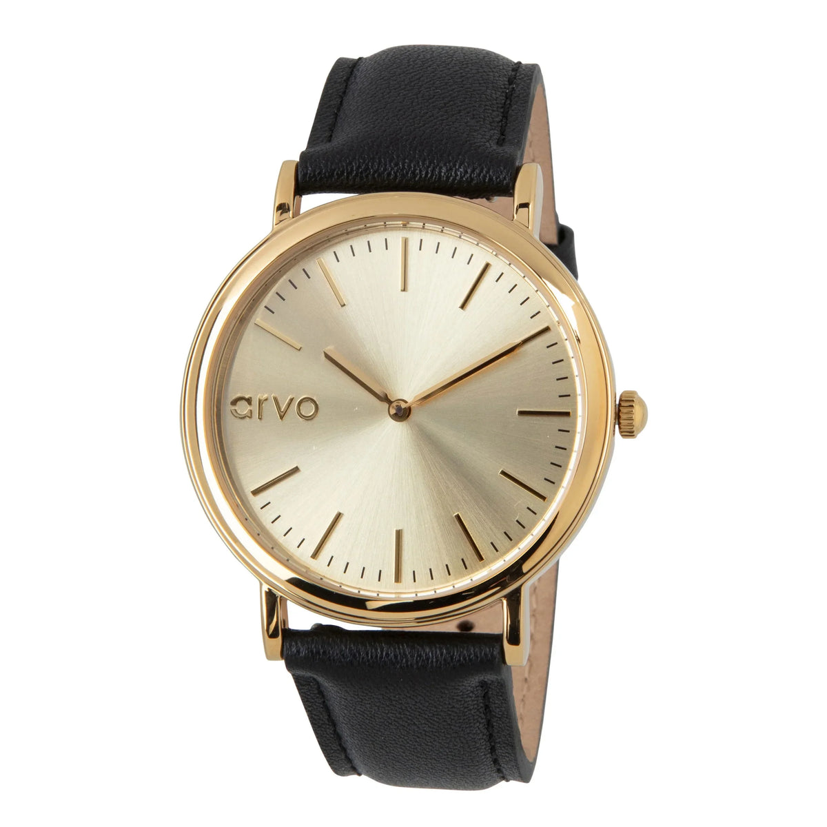Sawyer Arvo Black Leather Time Watch Gold -
