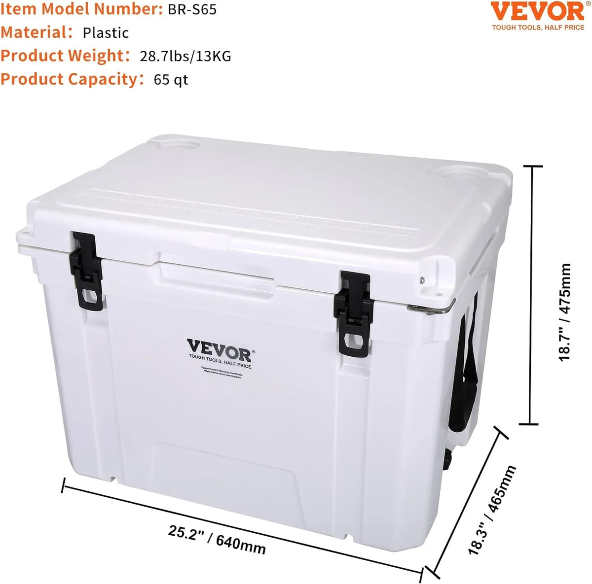 Chest exterior, with Cooler, Box Ice Camping, Duty to Travel, Rotomolded 25/33/45/65 HAOFEI Insulated Keeps Handle, Ice Lunch for Cooler Retention qt, 6 Heavy Portable Hard for up Days Ice