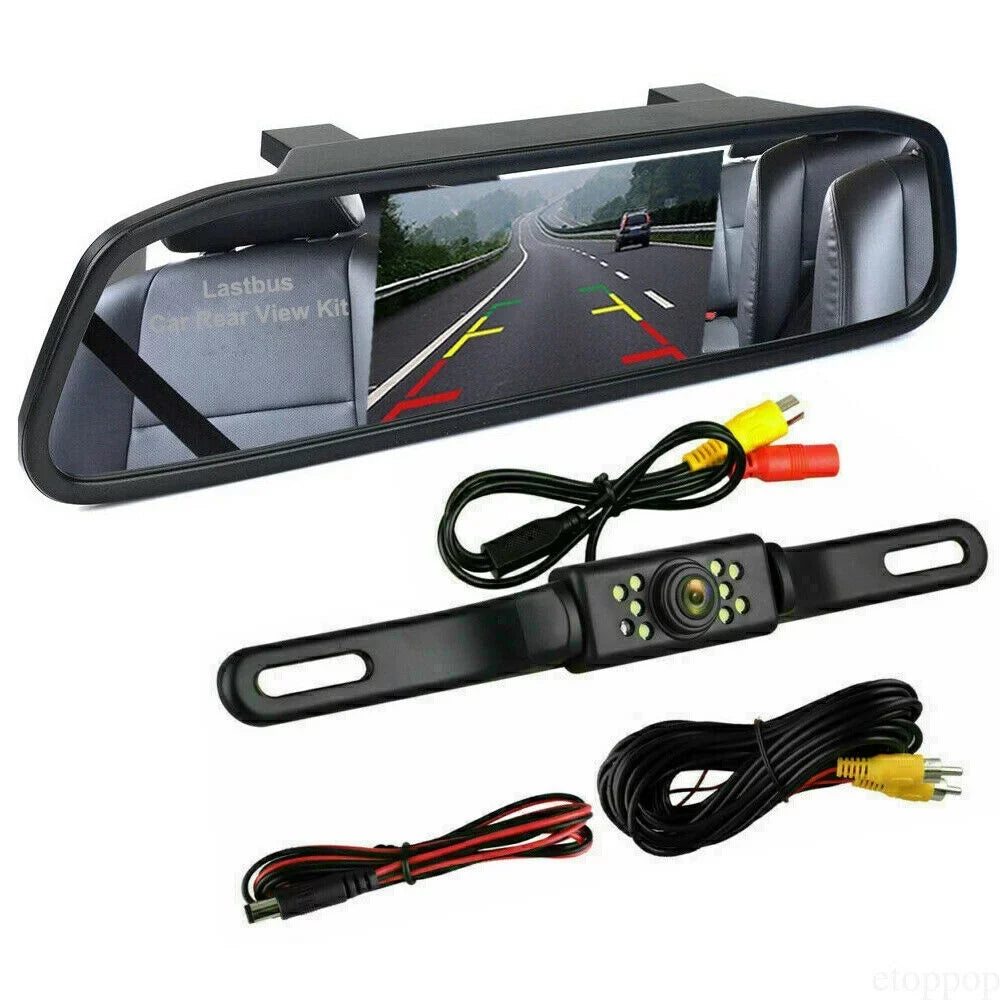 Night Car Parking Kit 4.3" View Camera Mirror System Reverse Rear Vision Backup