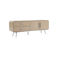 Modern Beige Media Console with Drawers and Sleek Metal Legs