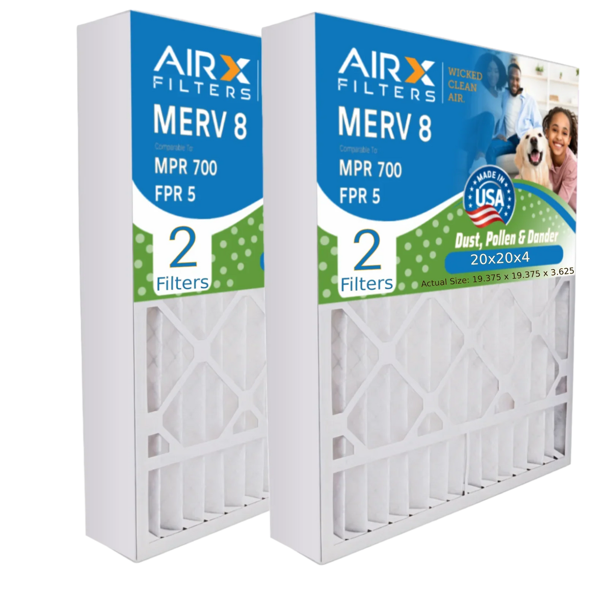 & FILTERS 20x20x4 WICKED Filter 8 Furnace by AIRX MERV FPR Air Filter Filters AC Comparable USA CLEAN 700 AIR. Premium Pack HVAC 20x20x4 to Made MPR 5 2