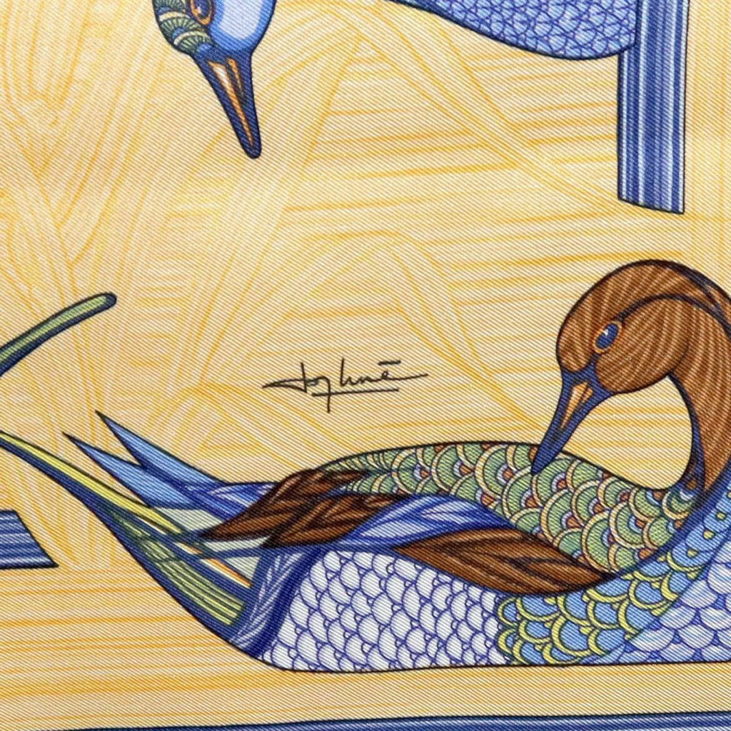 scarf duck Carre silk (Good) Pre-Owned pond 100% HERMES muffler Hermes 90 /