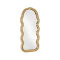 Wavy-Edge Decorative Mirror with Natural Wood Frame