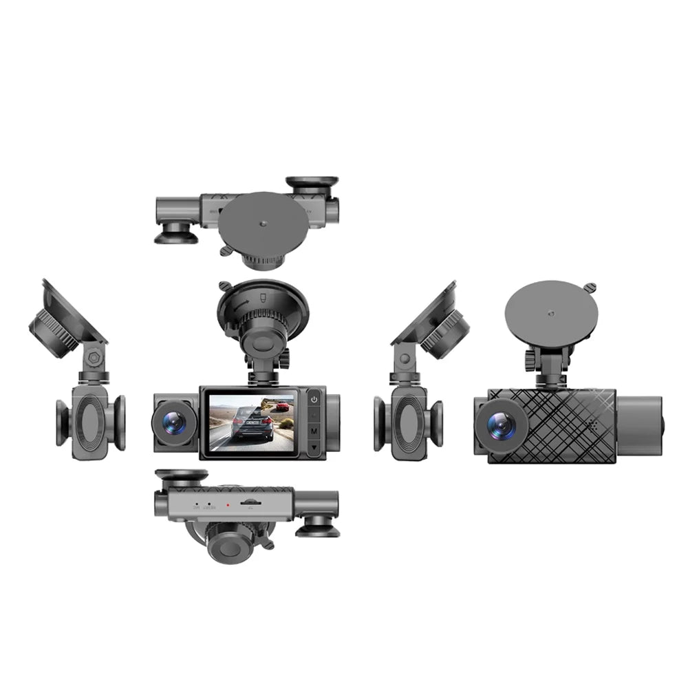 '- - Dash with Recording Reliable Multi-Language Video Enhance Mirror Rearview Recorder Driving Safety 2in Cam Clear Car 3-Camera Car Auto with