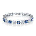 Women for Sapphire Cubic Zirconia Tennis Round Flower Cut Bracelet with Diamond Zirconia White and Cubic