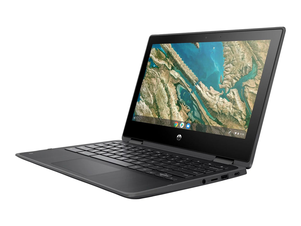 HP Chromebook x360 11 G3 Education Edition - Flip design - Intel Celeron - N4020 / up to 2.8 GHz - Chrome OSize - UHD Graphics 600 - 4 GB RAM - 32 GB eMMC - 11.6" IPSize touchscreen 1366 x 768 (HD) - Wi-Fi 5 - chalkboard gray - kbd: USize