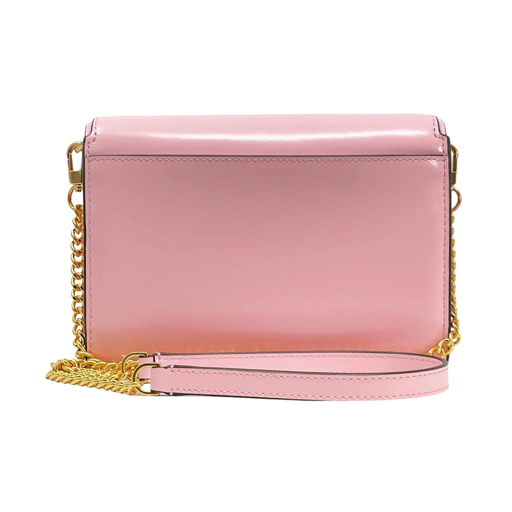 Burch (Pink Bag Plie) Women's Crossbody Leather Tory Emerson Wallet Chain Patent