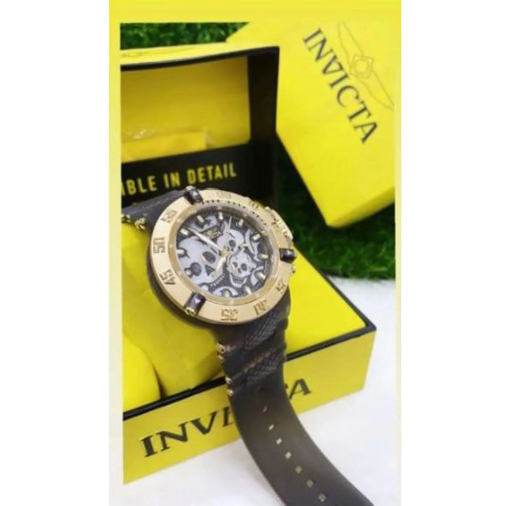 Dial Chronograph Quartz Men's Watch Subaqua Black Invicta 37327 Skull