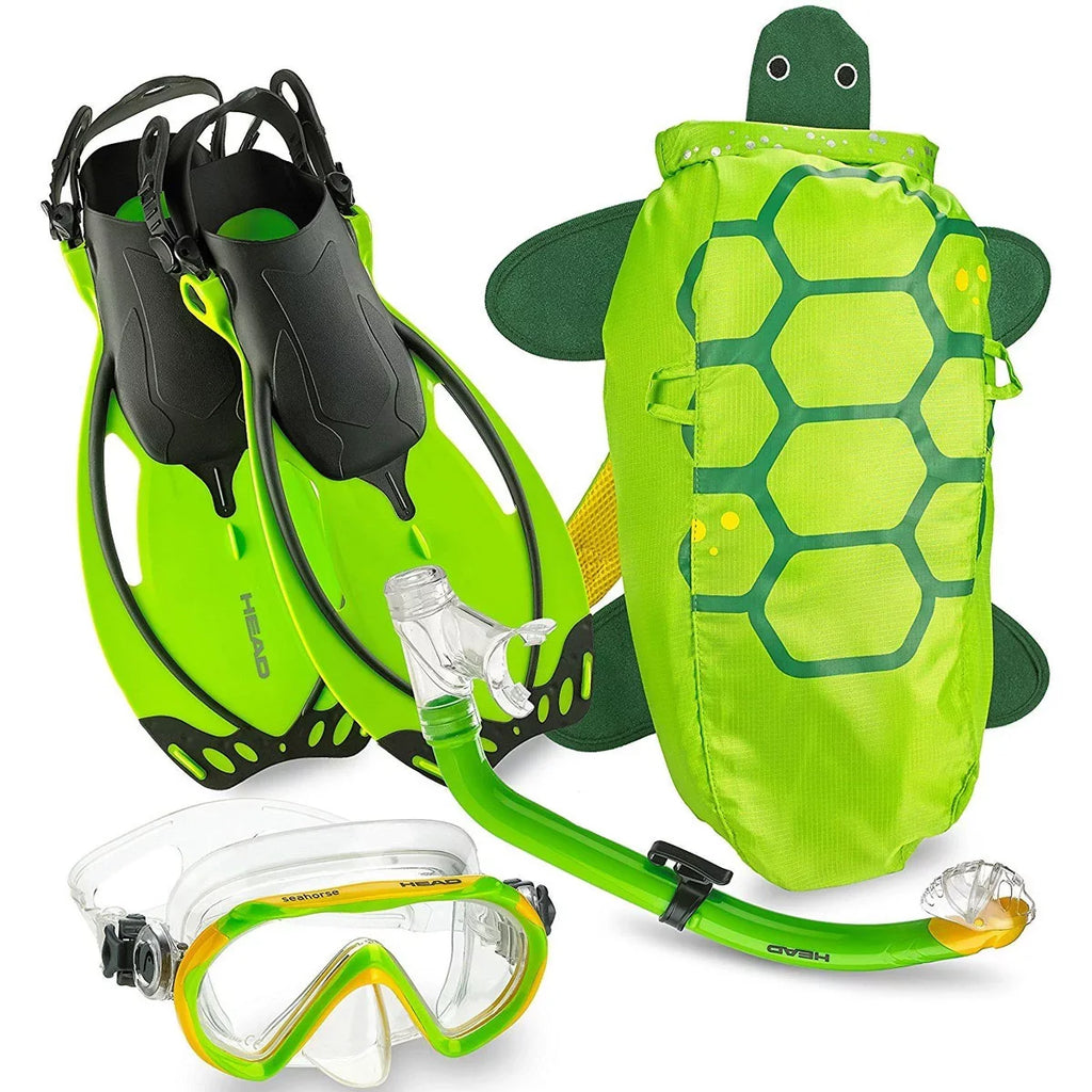 480315SFSQULXL Fins Purple, HEAD LXL Set, Premium Snorkel & Sea Pals Youth Mask