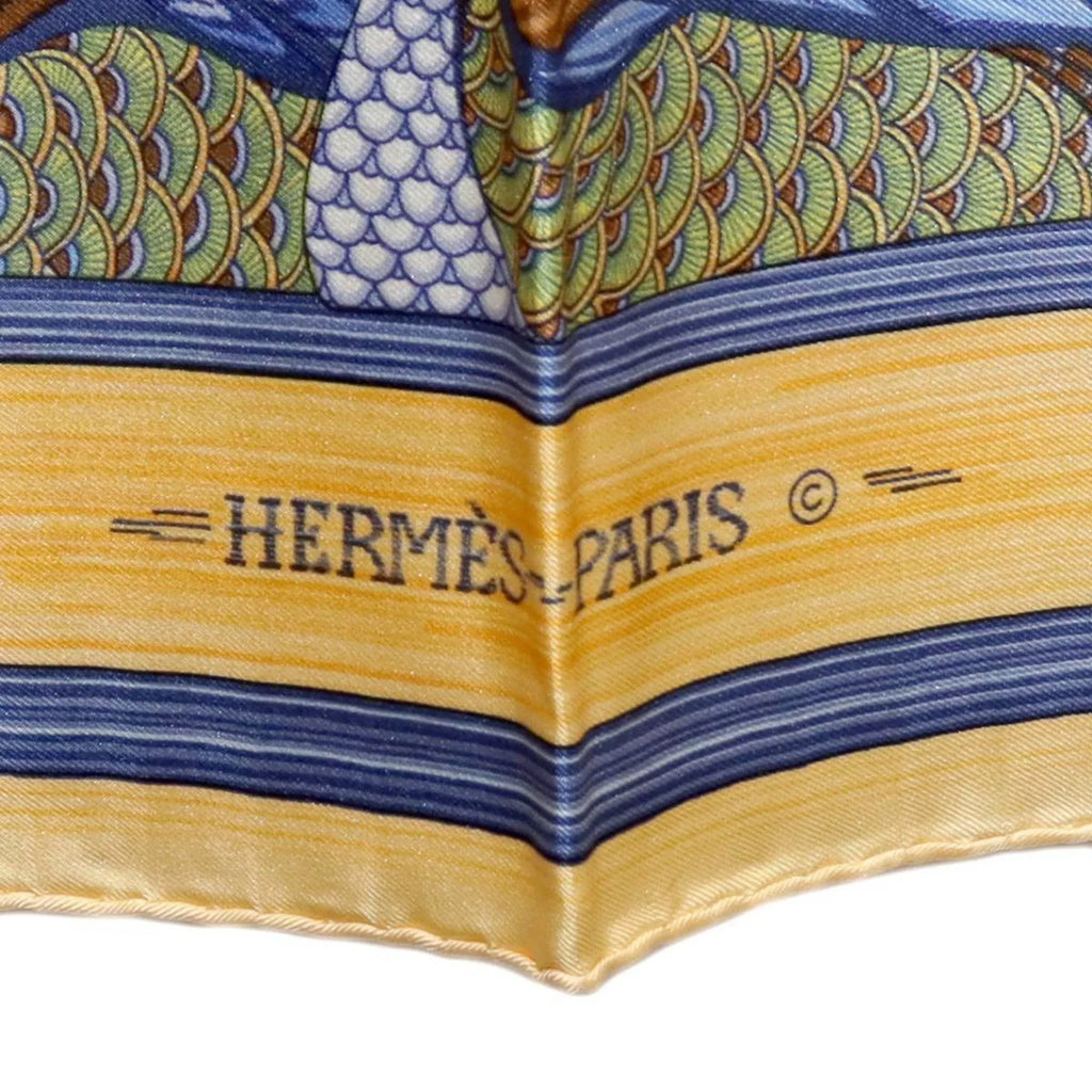 scarf duck Carre silk (Good) Pre-Owned pond 100% HERMES muffler Hermes 90 /