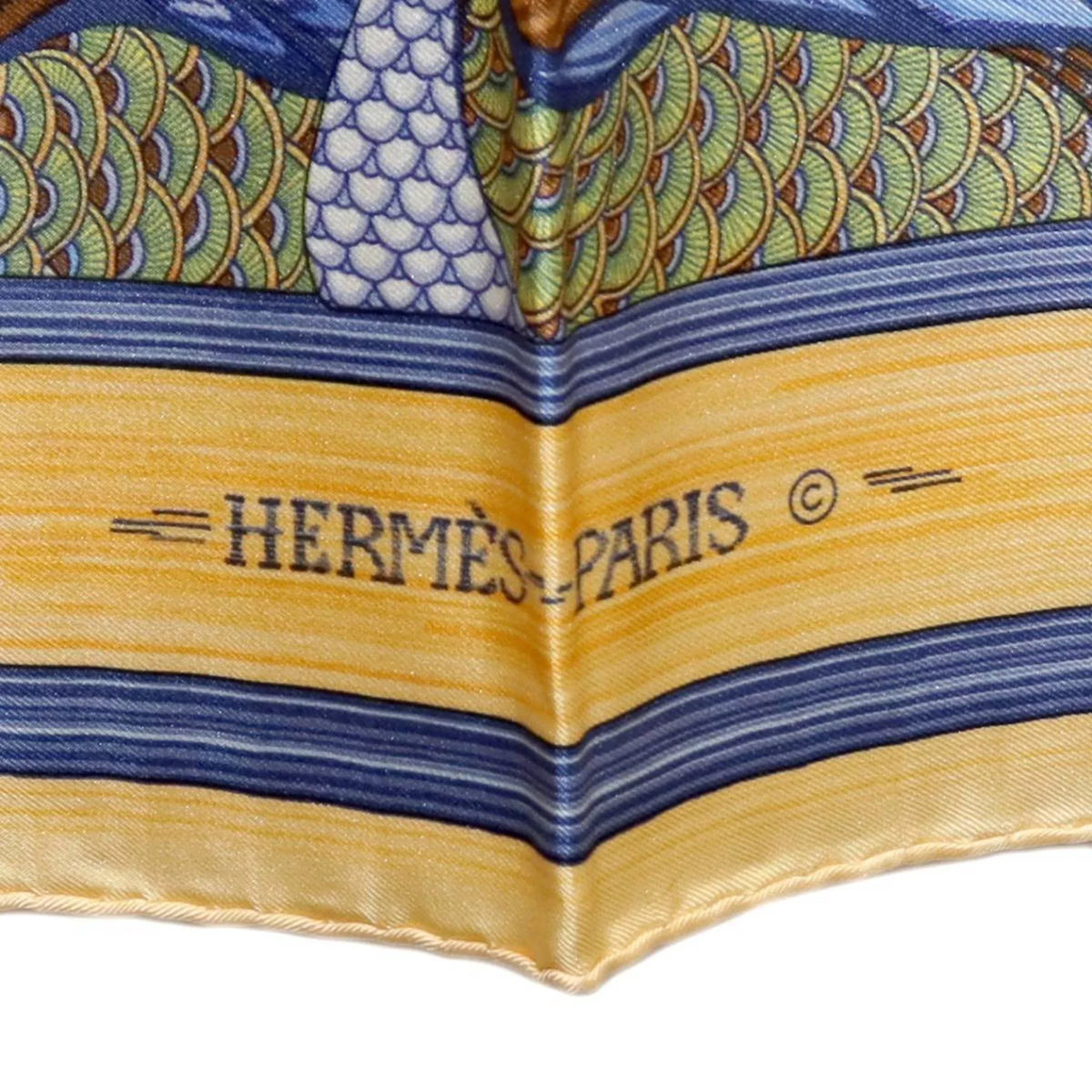 scarf duck Carre silk (Good) Pre-Owned pond 100% HERMES muffler Hermes 90 /