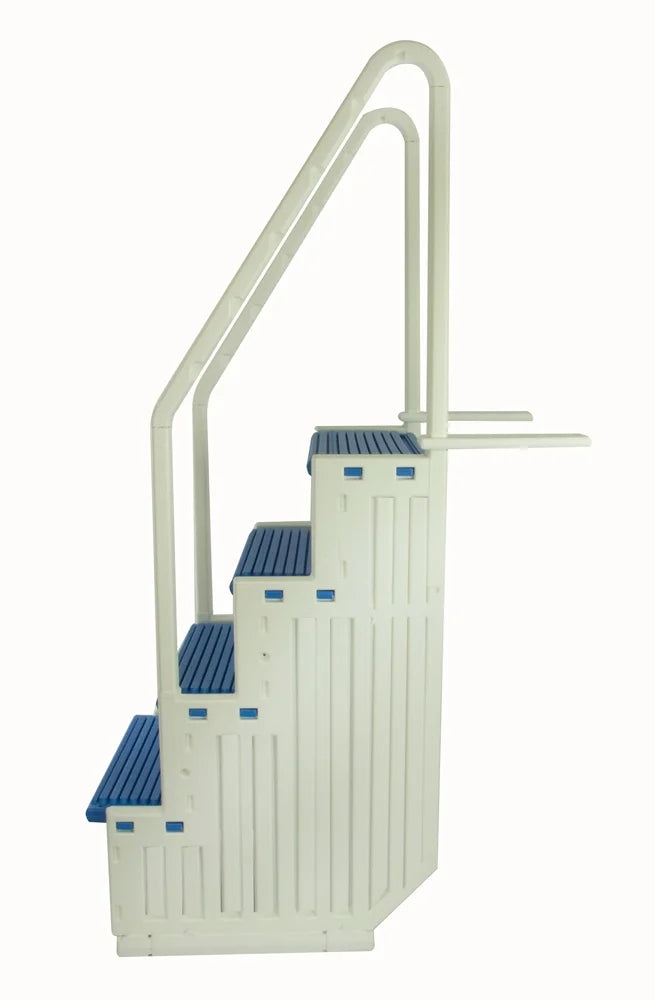 Aboveground White Step Step Tread Plastics System, Confer Pool Swimming In-Pool Blue Entry Steps