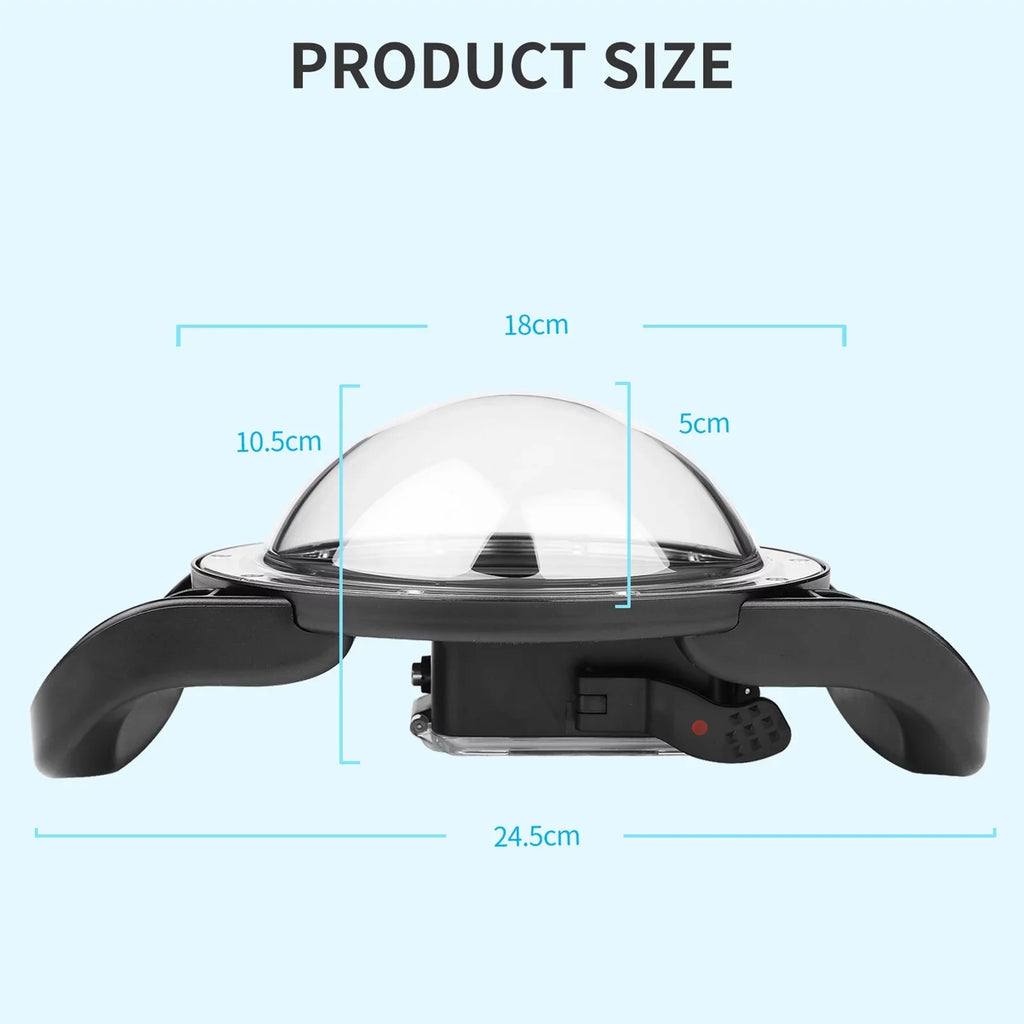 Port and Case 180° Handle, Black Dome Dual 10 XTGP559, 9 Wide Waterproof 45m for Waterproof, SHOOT Angle