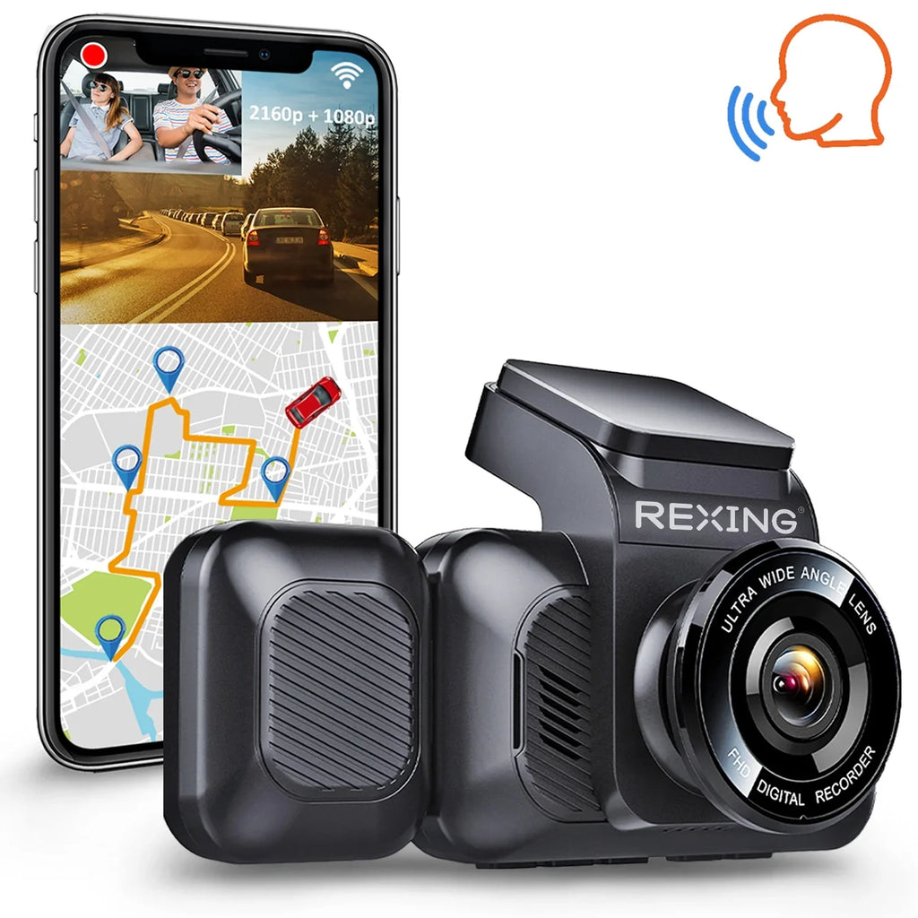 Dash Cam w/ 4K 1080p Wi-Fi, Front V5C Capabilities, Cabin and & Modular GPS Camera
