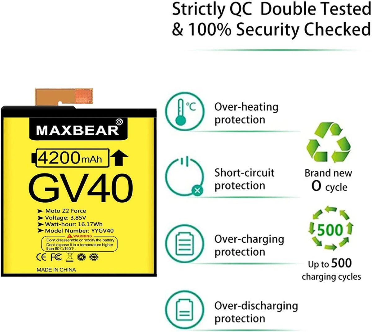 4200mAh Li-Polymer Moto Replacement (Upgraded) Z GV40 y, y Built-in Droid SNN5968A Force