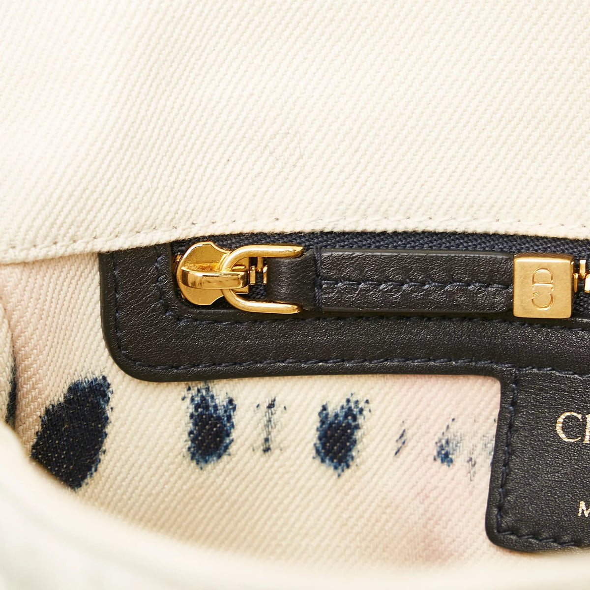 Tie White Authenticated Fabric (Good) Unisex Dior Bag Small Denim Pre-Owned Caro Dye Crossbody
