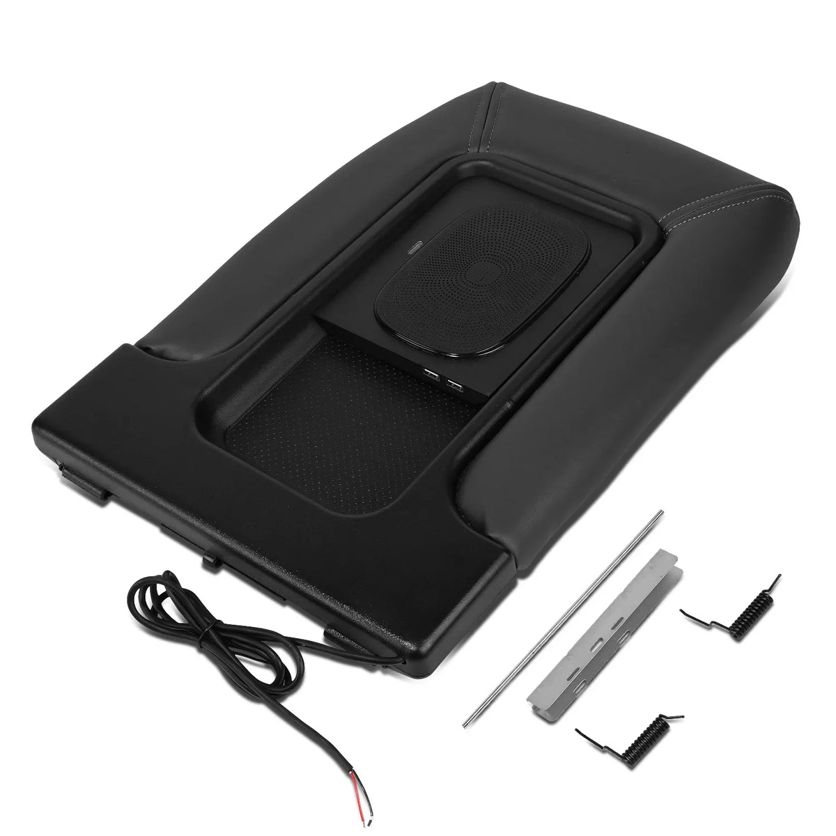 GECS-005-GY Escalade Truck Armrest Ports Repair with 2007 DNA Motoring Black Pickup Wireless Lid 2001 For USB Kit & Sierra to Charger Console Center