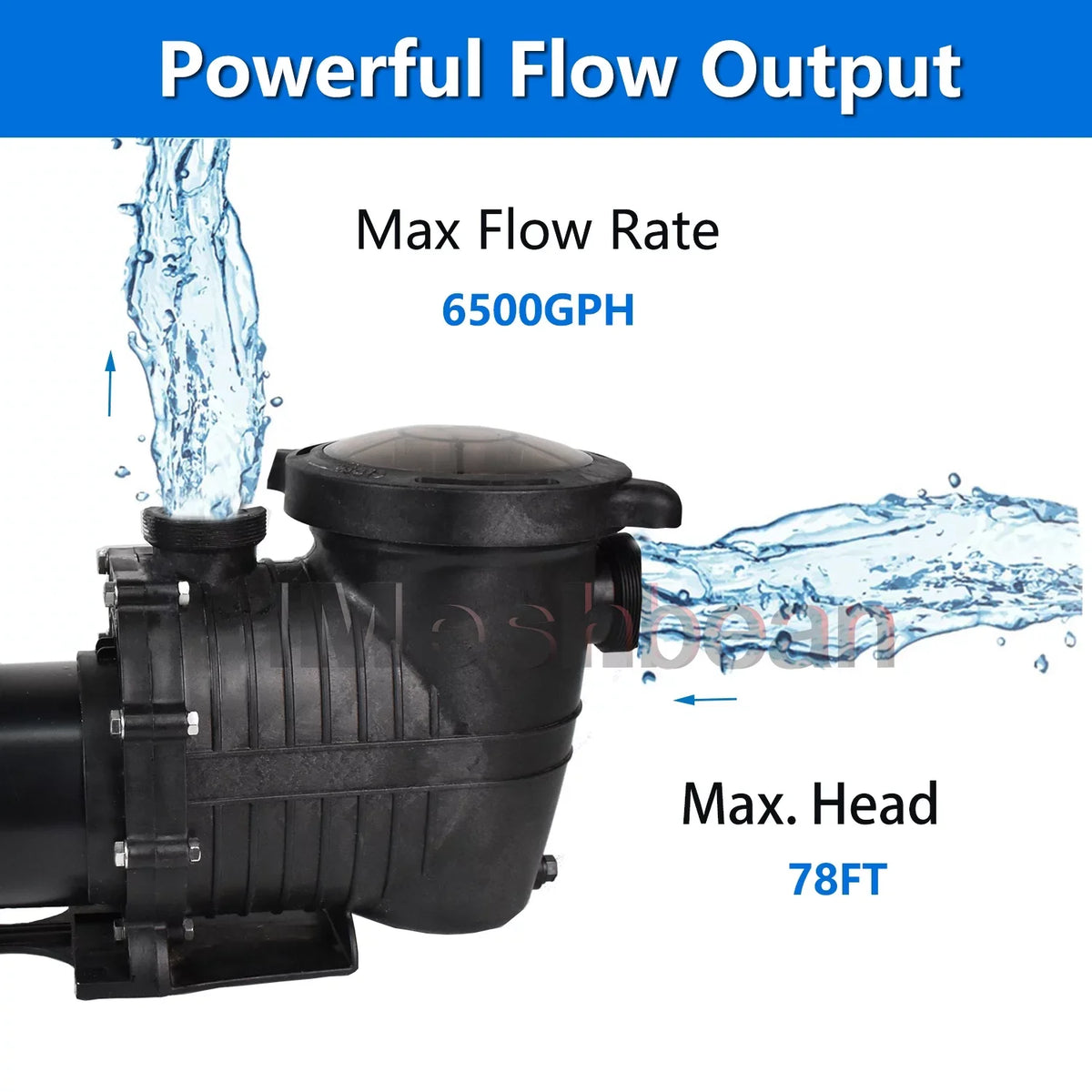 Above Ground Single Pool Head Speed Pump NPT Pools, Swimming and 2HP For Above Pump 6500GPH, 110V-230V, Motor, w/ Ground, Strainer 78FT, Pool Max Inground Connector & Swimming Basket iMeshbean