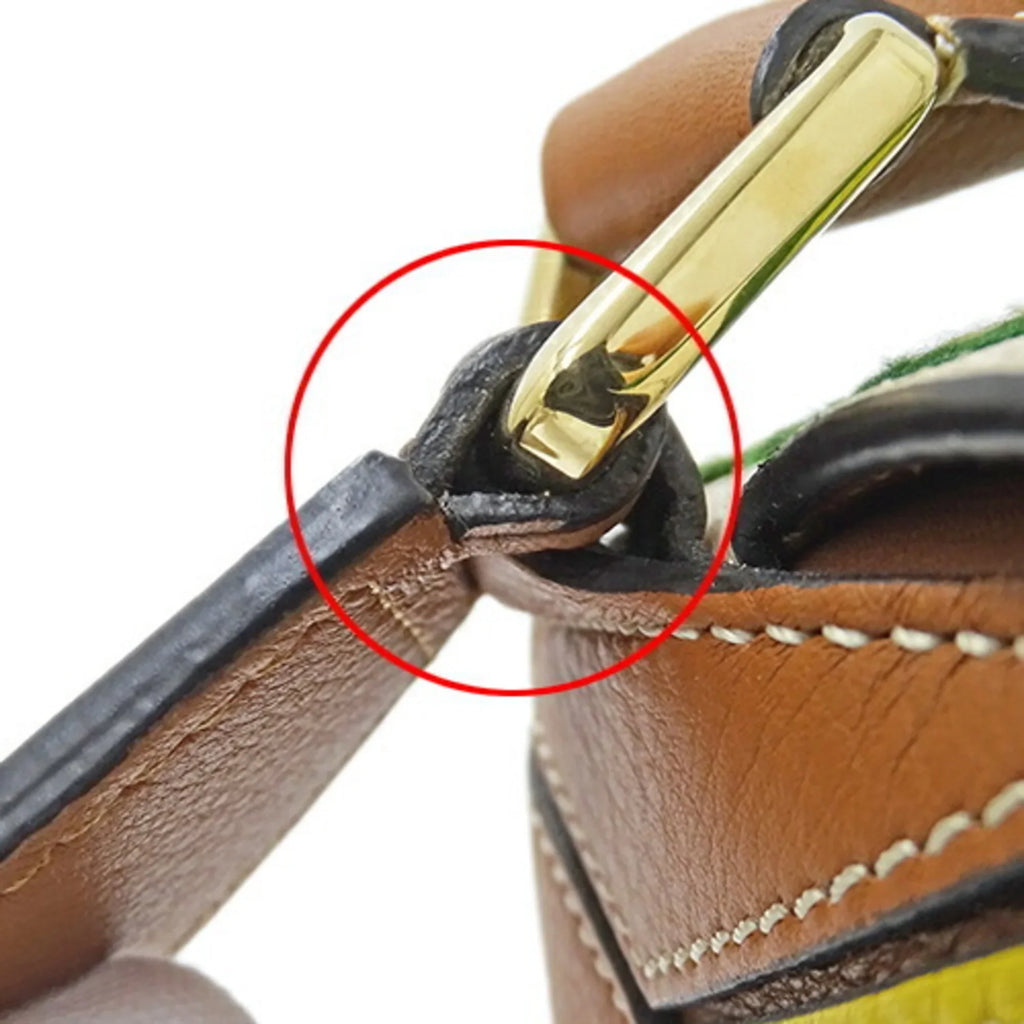 Floral Brand Puzzle Shoulder Collaboration Handbag Yellow LOEWE Pre-Owned Embroidery Small Bag Leather Women's Mini William Brown (Good) Morgan 2way Compact de