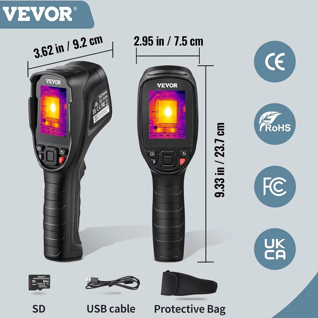 Battery Camera Imaging Range, -4℉~1022℉ Infrared Rechargeable VEVOR SD Card Visual Li-ion 2MP with and Resolution 20Hz Refresh with Temperature Rate 240x180 Camera, Built-in Thermal Camera, IR 64G
