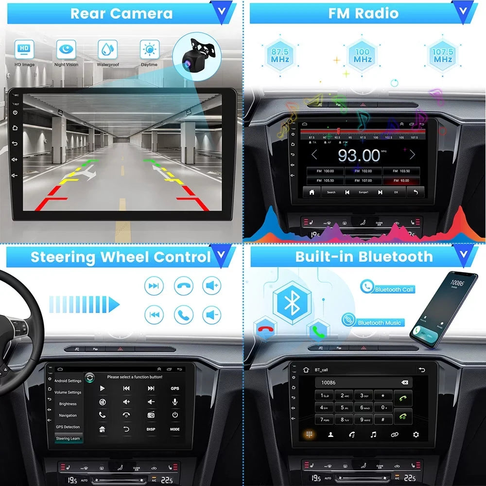 Santa-fe GPS 2006-2012 for WIFI Hyundai Podofo Auto Bluetooth Radio Backup FM USB Android Hifi,AHD Camera 13 Wireless Android Car Link Carplay 2+64G Stereo 9'' Mirror
