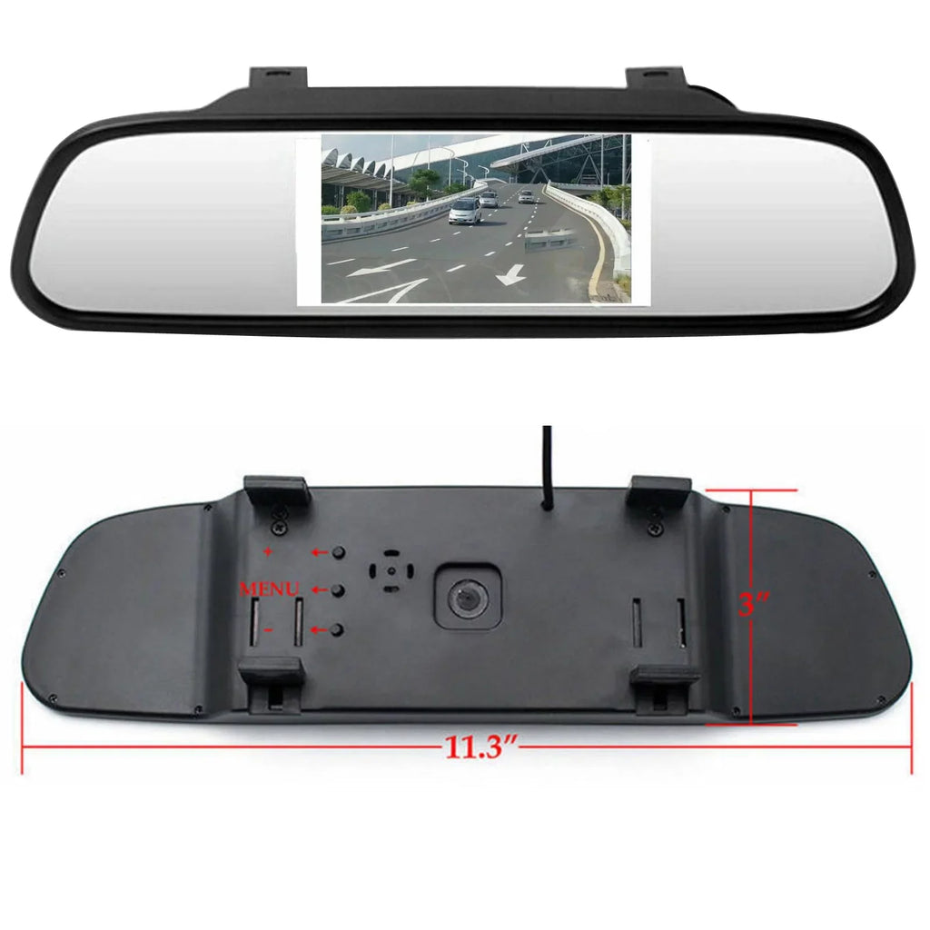 Security Mirror + Vehicle Car Monitor Camera System Reverse Kit 4.3" Car