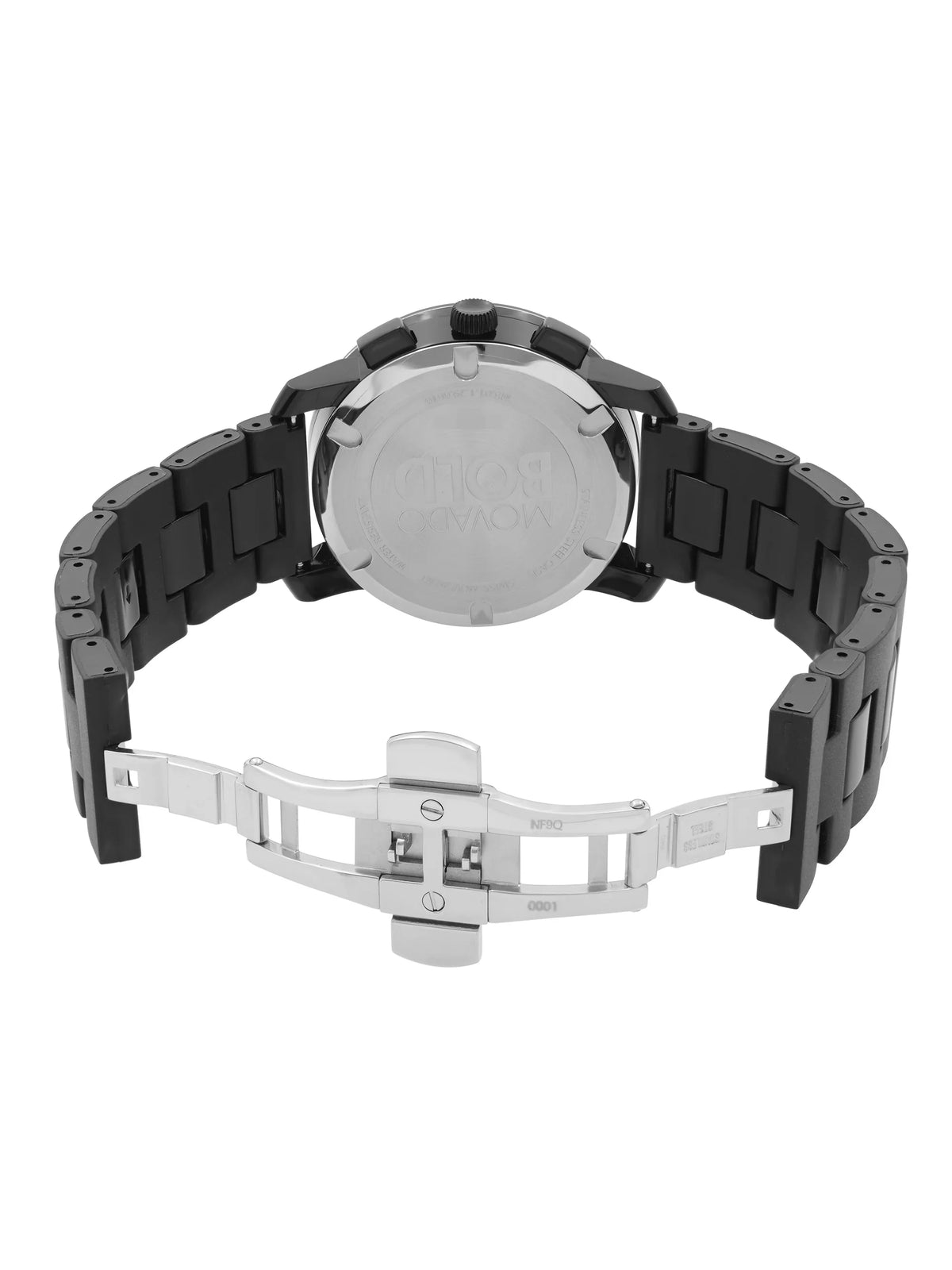 Steel 43mm Dial Movado Mens 3600048 Resin Black Quartz Plastic Watch Bold