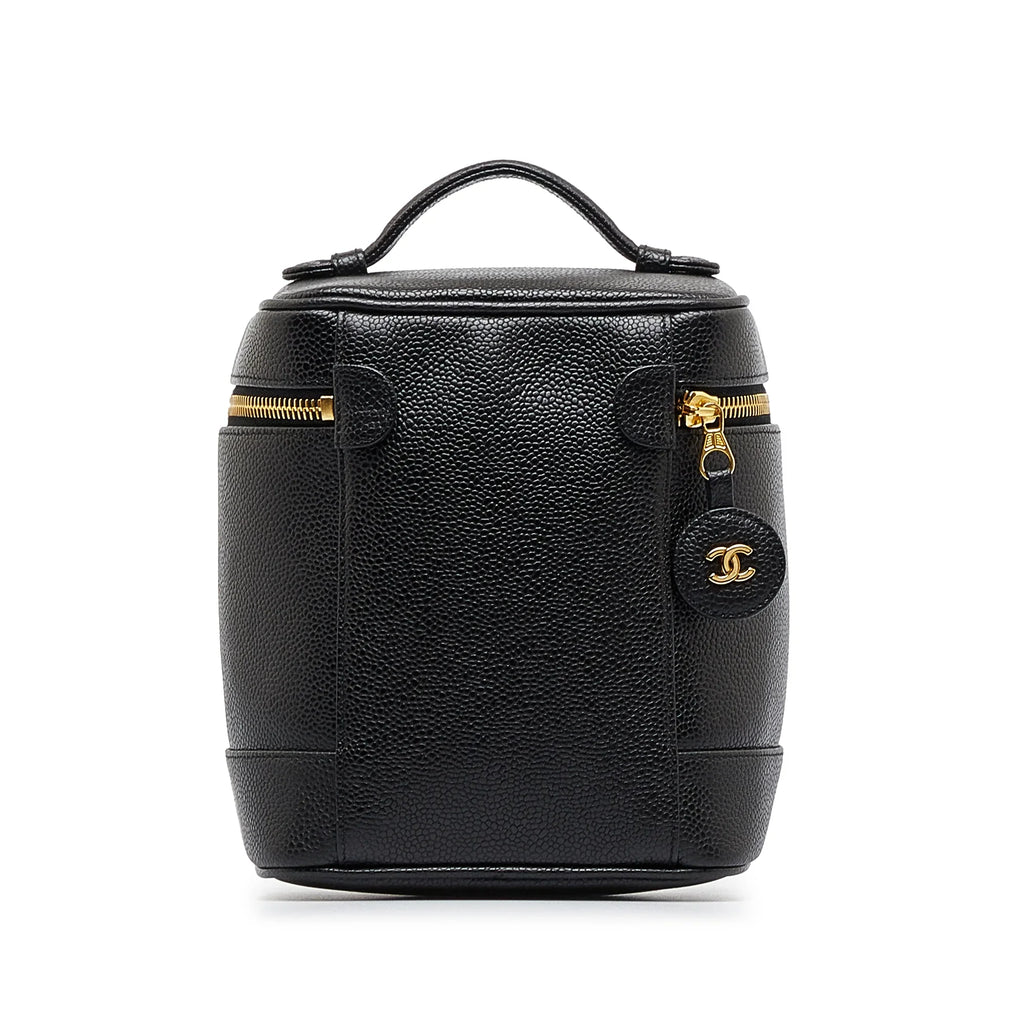Leather Pre-Owned Caviar Authenticated Unisex Bag CC (Good) Vanity Black