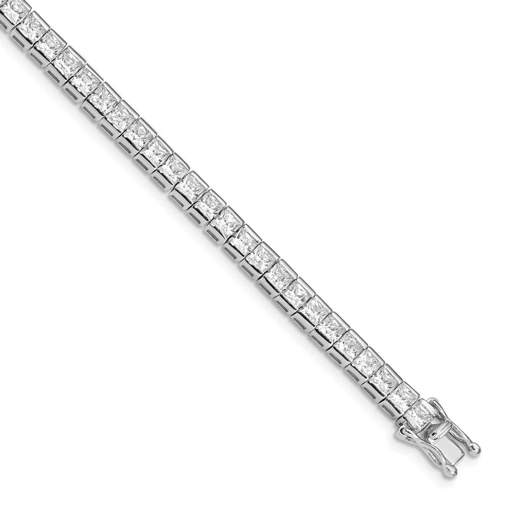 inch Auriga Women(L- Tennis Silver Zirconia 7.5 Plated Rhodium for Sterling 7.5inch) 925 Bracelet