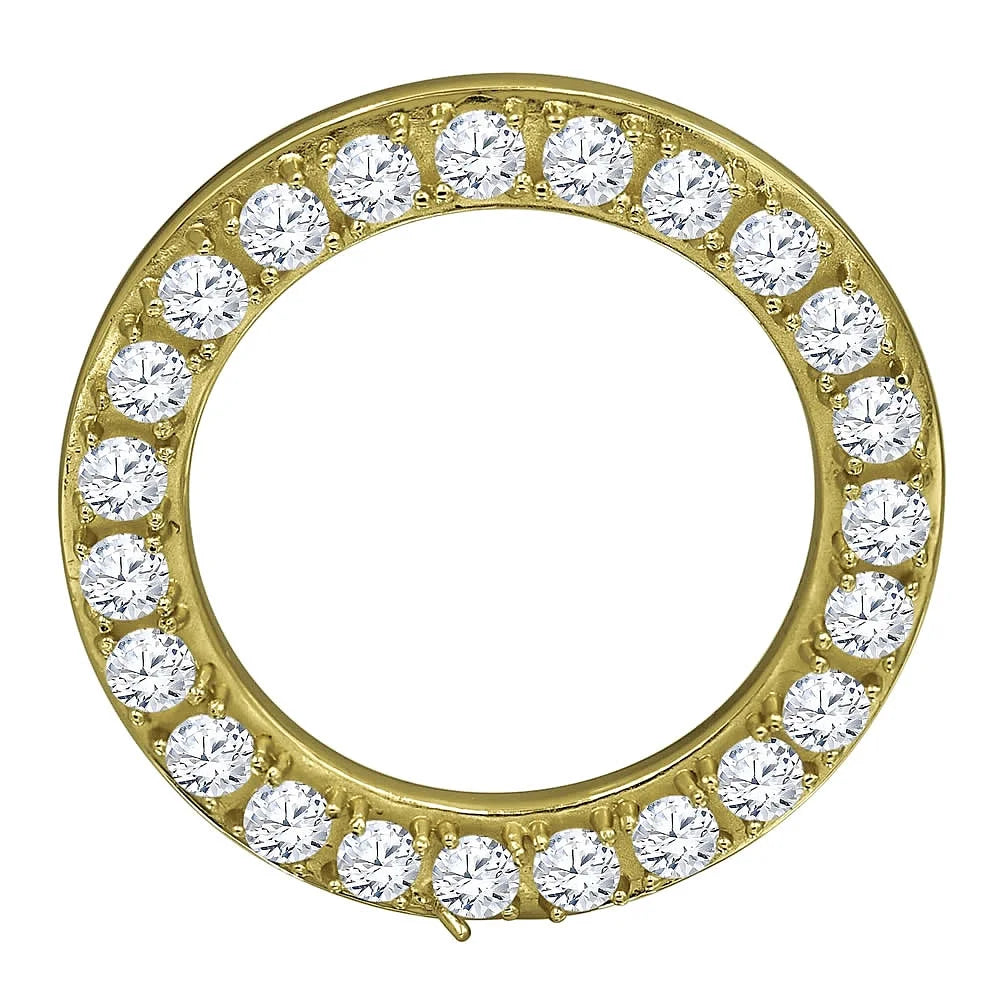 Insert Case Gold Cover Diamonds Bezel Steel 32mm Yellow Finish Solid 14K Watch Custom Simulated Stainless
