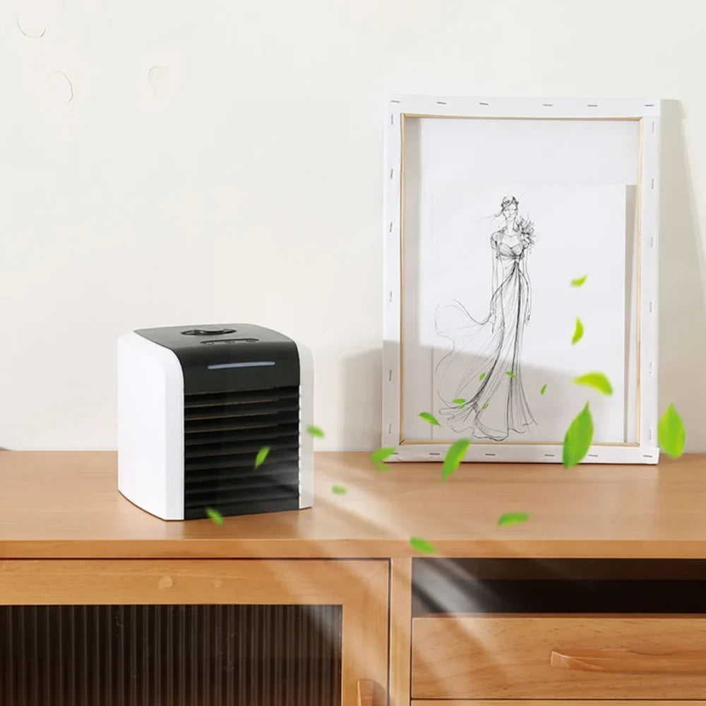 2 with Portable Home Speeds Office Air Air Fan USB Desk Fan, Cooler, Quiet Conditioner, for Rechargeable Mini Evaporative Room Personal