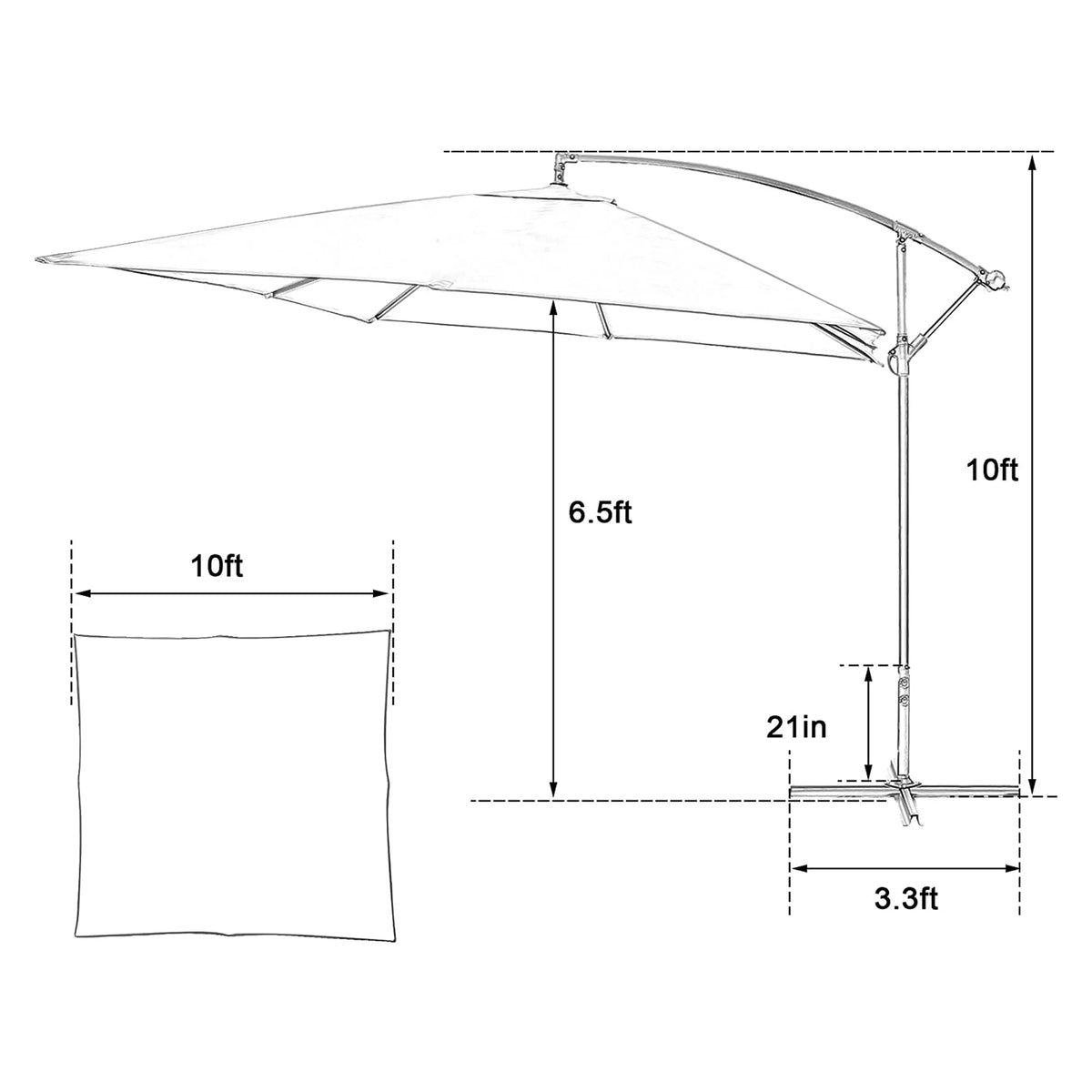 FT Umbrellas Hanging Adjust and Poolside, Easy 10 Tilt Backyard, exterior Garden, PRODUCT for KARMAS Green Polyester Offset Umbrella Patio Lawn