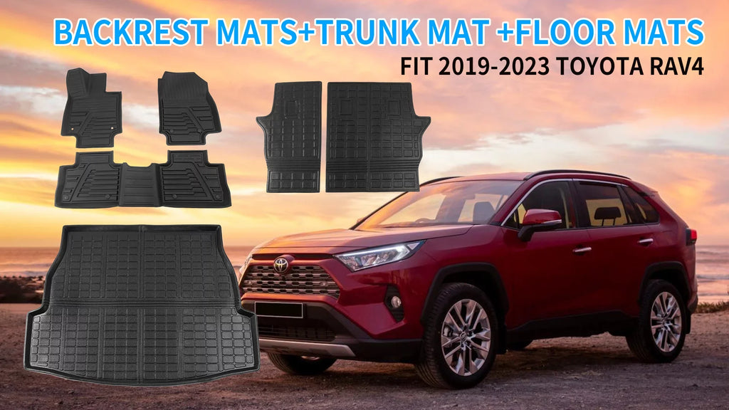 Fit 2019 2020 2021 2022 2023 Toyota Rav4 Floor Mats TPE Cargo Liner All Weather Rear Trunk Mat for Toyota Rav4 Accessories (Backrest Mats+Cargo Liner+Floor Mats)