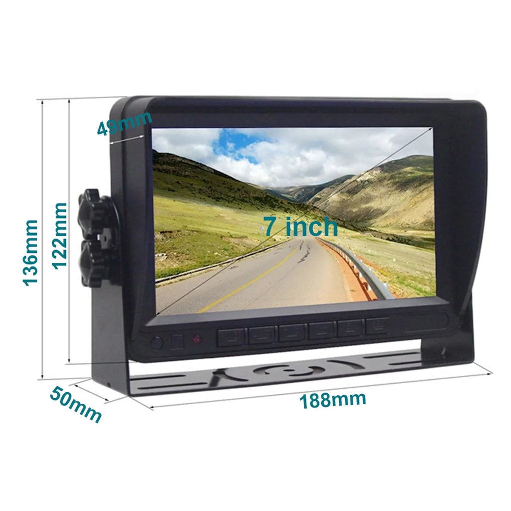 Kit 1080P for Camera 7" Truck Rear Trailer 3CH Wireless Backup View Display AHD