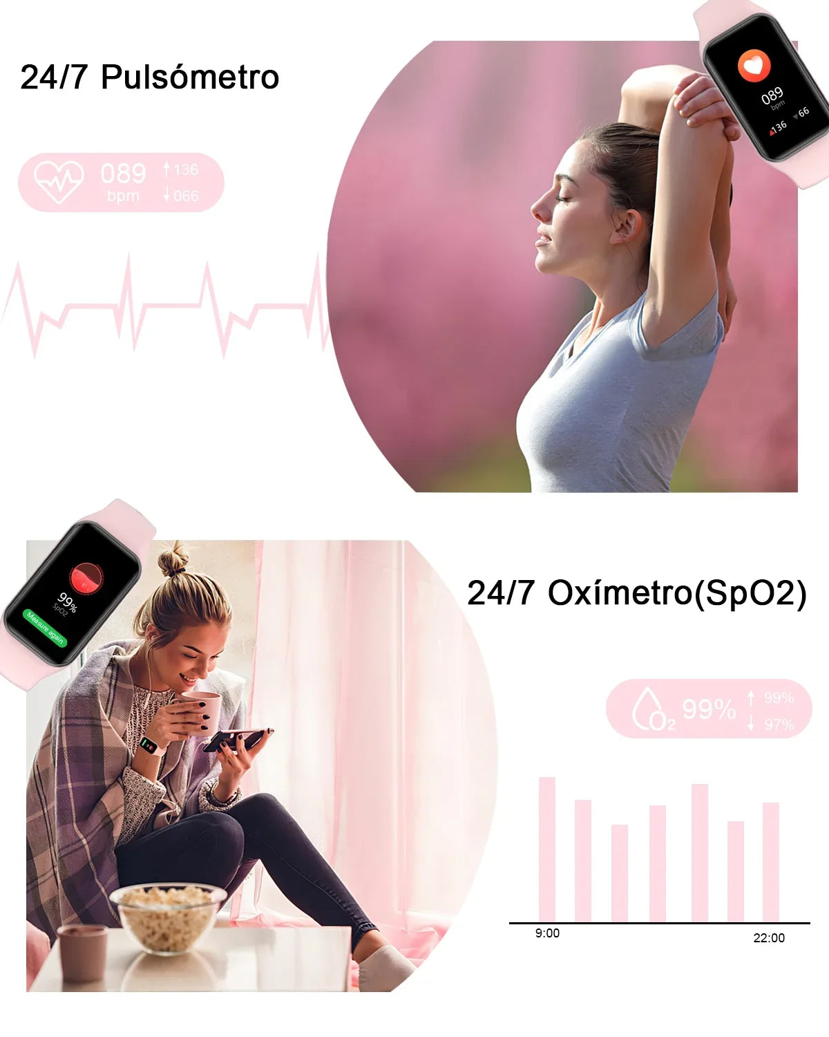 Android Fitness Modes Smart and Calorie - Men IP68 with Compatible Tracker Pedometer, Inch HD iOS,Pink 1.47 24 Screen,with , Watch Waterproof, Women for Sports