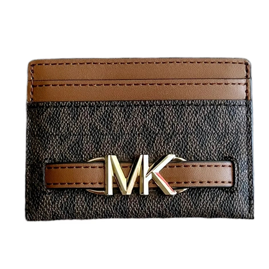Card Wallet MK Brown Reed Kors Large Logo Holder Michael Signature
