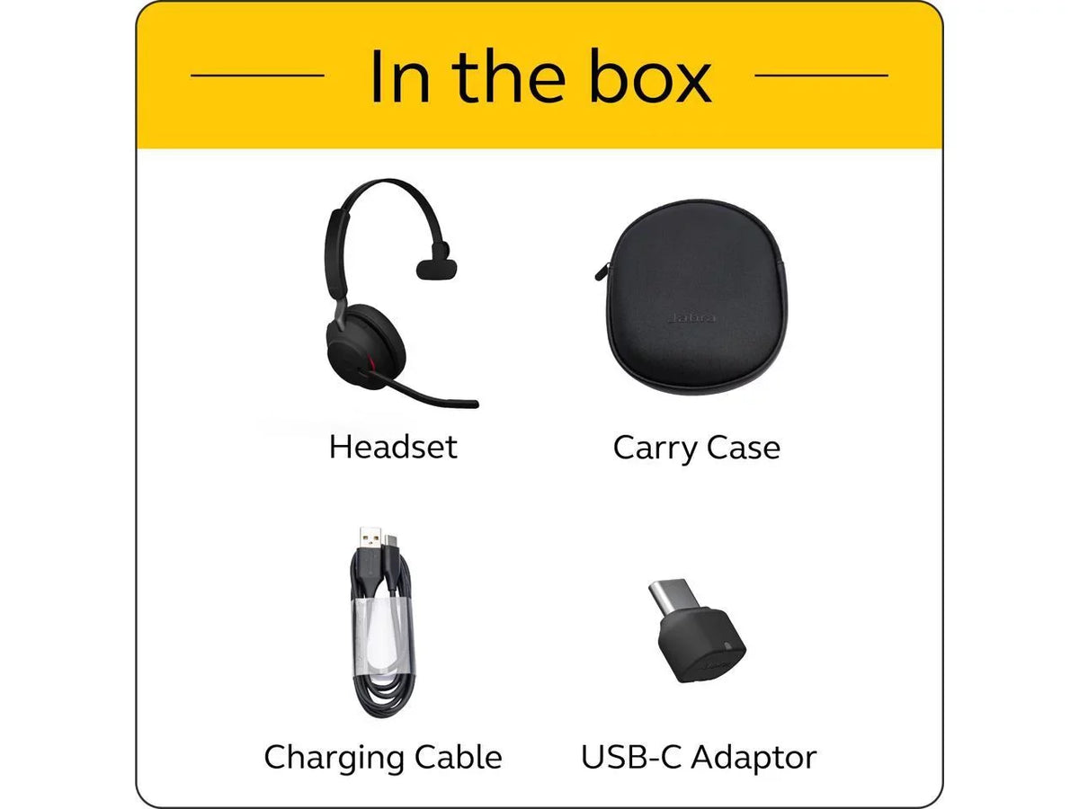 Wireless USB-C Headphones Music 65 / -Black Evolve2 MS Jabra Mono Headset
