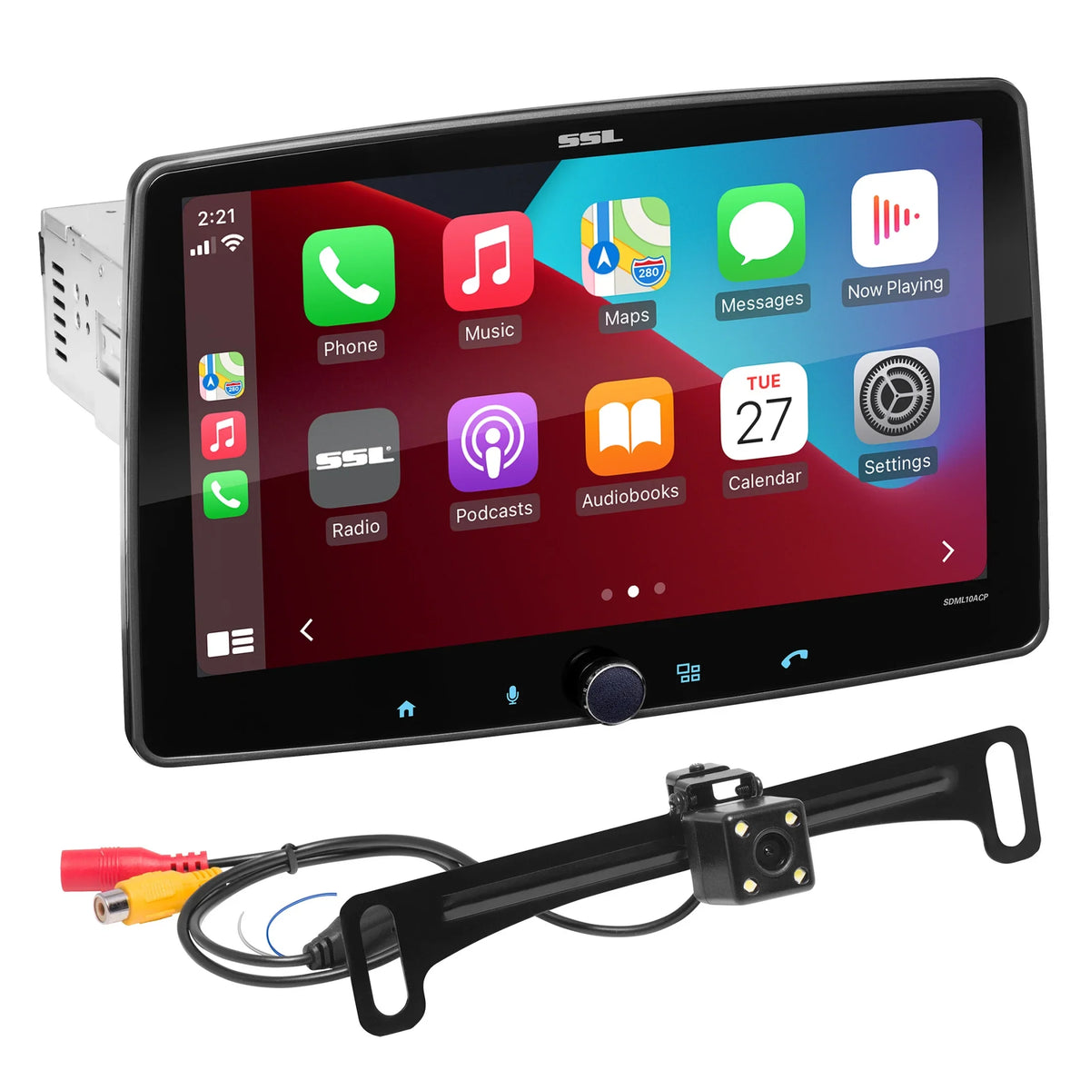Player, Single Sound Din, - Storm CD Touchscreen, Camera, Receiver, Stereo Radio 10 Audio, Illumination Laboratories Android SDML10ACPR Bluetooth Backup DVD RGB AM/FM Car CarPlay, Auto, No Inch