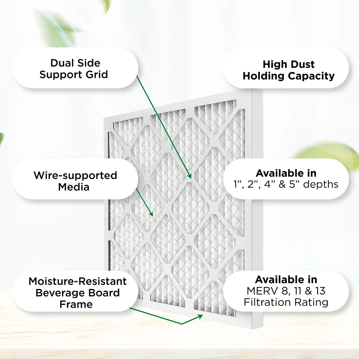 18x20x2 MERV 11, MPR 1000 Pleated AC Furnace 2" Air Filters by Pamlico. Case of 12. Actual Sizeize: 17-1/2 x 19-1/2 x 1-3/4